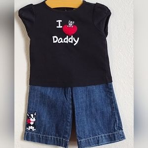 Gymboree Poppy Love daddy red heart puppy Valentine's outfit set 12-18M